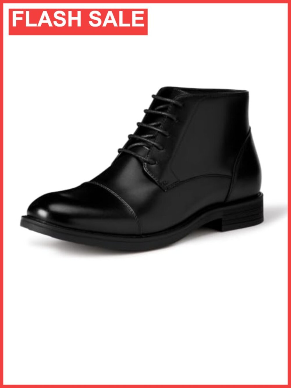 Cap Toe Lace Up Ankle Dress Boots Faux Leather Block Heel